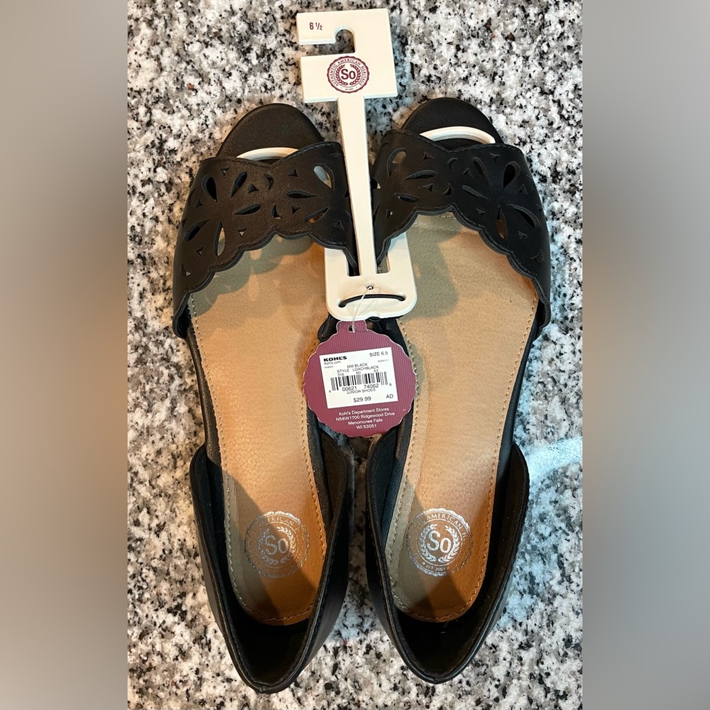 Black Peep Toe Flats